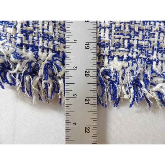 Carolina Belle Montreal Blazer Cardigan Small Tweed Blue Silver Woven Artsy - Picture 5 of 14